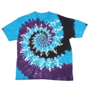 Vintage 90s GRATEFUL DEAD Dancing Skeletons 1990 Tour Tie Dye T-Shirt sz XL /065